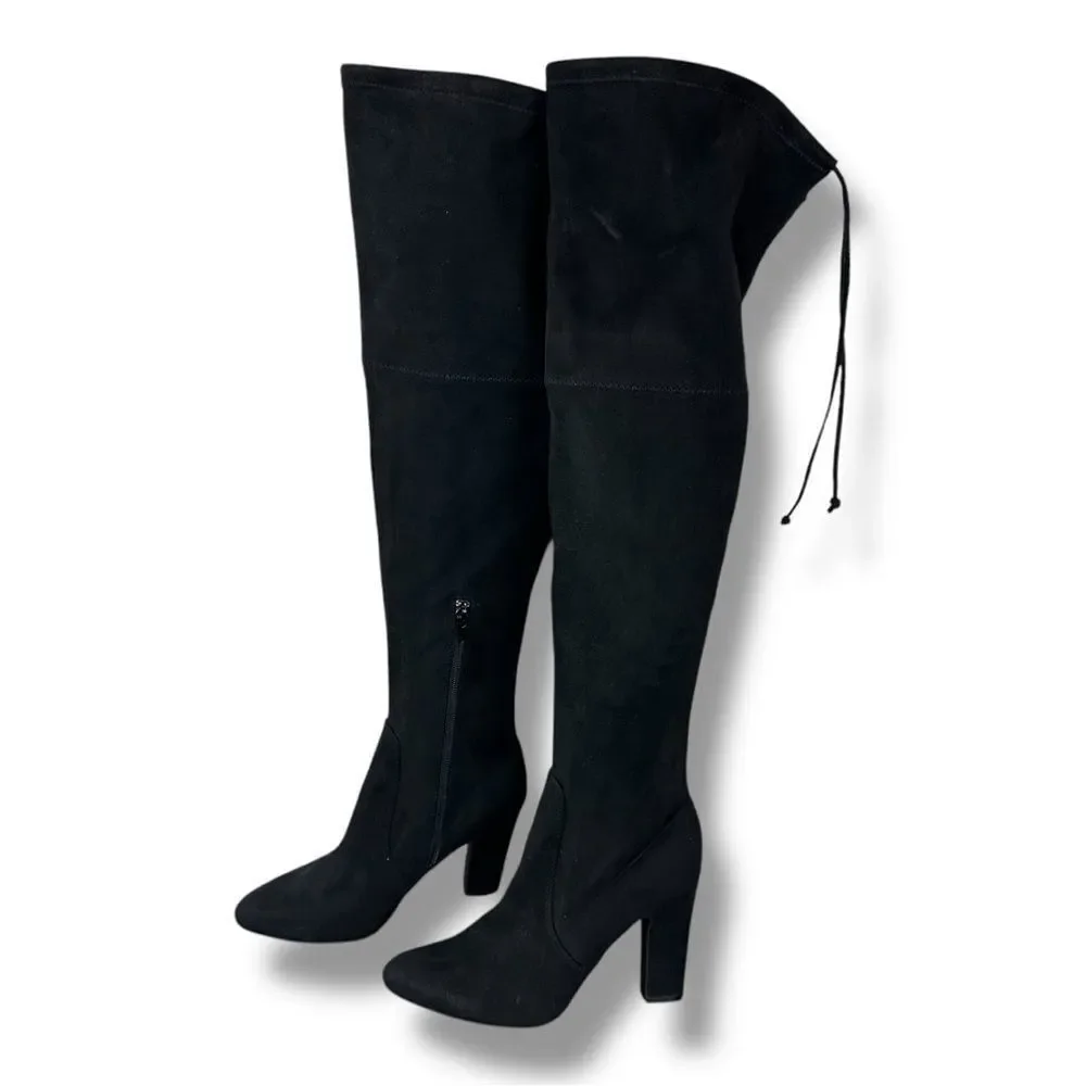 UNISA Black Faux Suede Over the Knee‎ Heeled Boots Size 9M